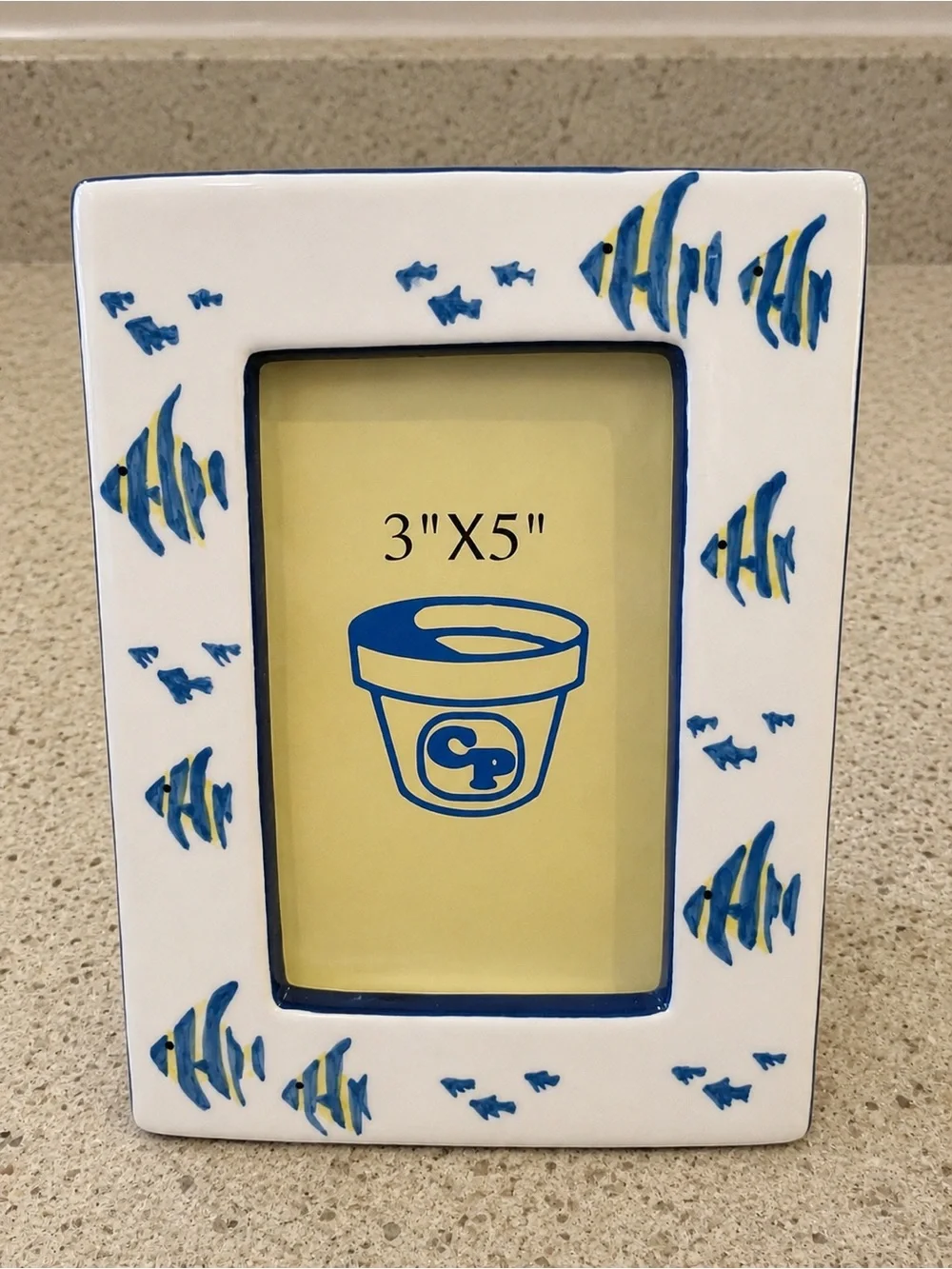 Hand-Painted Fish 3x5 Picture Frame - Blue & Yellow